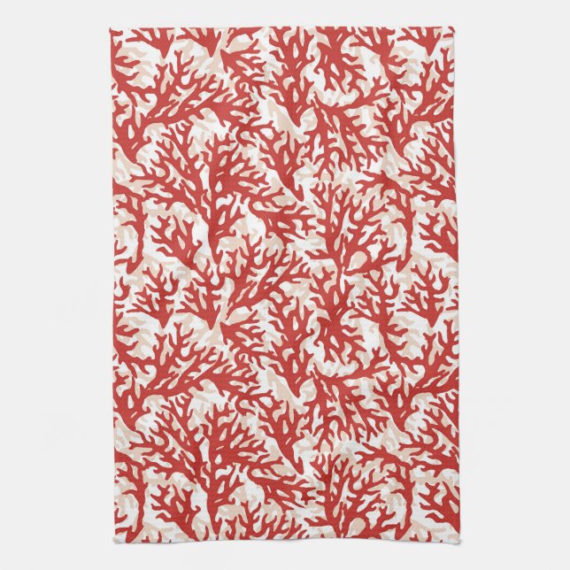 Linge De Cuisine Motif 2 de corail rouge (Vertical)