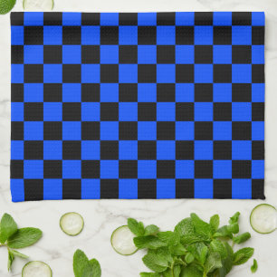Linge De Cuisine Motif à carreaux bleu et noir