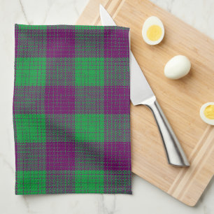 Linge De Cuisine Motif à carreaux et hachures croisées violet et ve