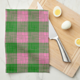 Linge De Cuisine Motif à carreaux et hachures rose et vert