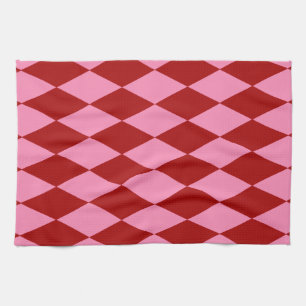Linge De Cuisine Motif à carreaux Harlequin rose rouge