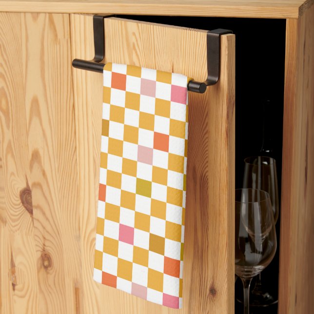 Linge De Cuisine Motif à carreaux jaune moderne (Pliage en tiers)