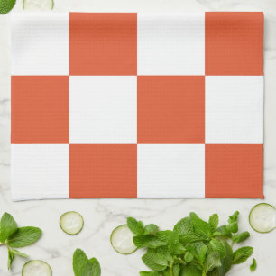 Linge De Cuisine Motif à carreaux orange et blanc