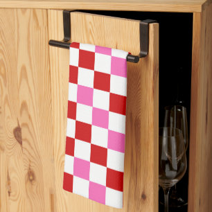 Linge De Cuisine Motif à carreaux rouge blanc rose