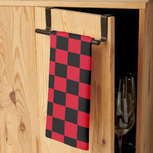 Linge De Cuisine Motif à carreaux rouge et noir