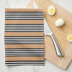 Linge De Cuisine Motif à cinq bandes noir et blanc avec bronzage