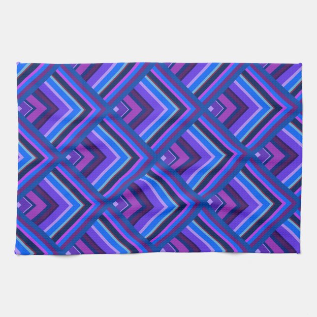 Linge De Cuisine Motif à échelle Bleu et violet (Horizontal)