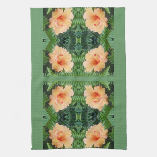 Linge De Cuisine Motif à fleurs d'Hibiscus orange (Vertical)