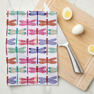 Linge De Cuisine Motif à libellules colorées