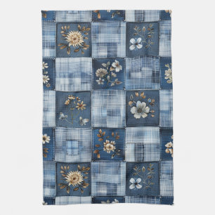 Linge De Cuisine Motif à maquillage floral   Boho Denim