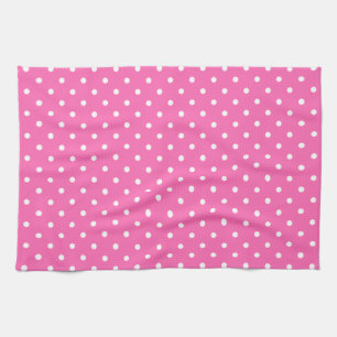 Linge De Cuisine Motif à points de polka rose chaud et blanc