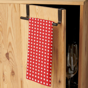 Linge De Cuisine Motif à points polka rouge et blanc brillant