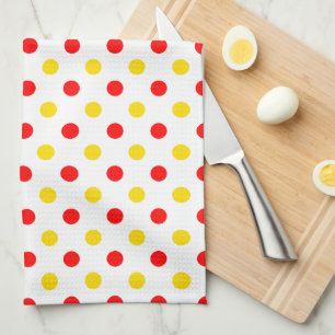 Linge De Cuisine Motif à pois blancs rouges jaunes