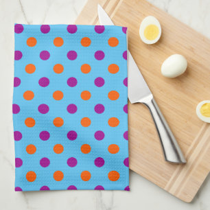 Linge De Cuisine Motif à pois bleu violet orange