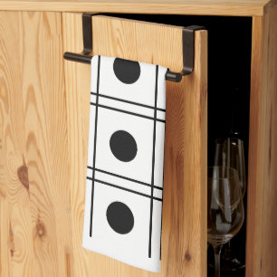 Linge De Cuisine Motif à pois et damier noir et blanc