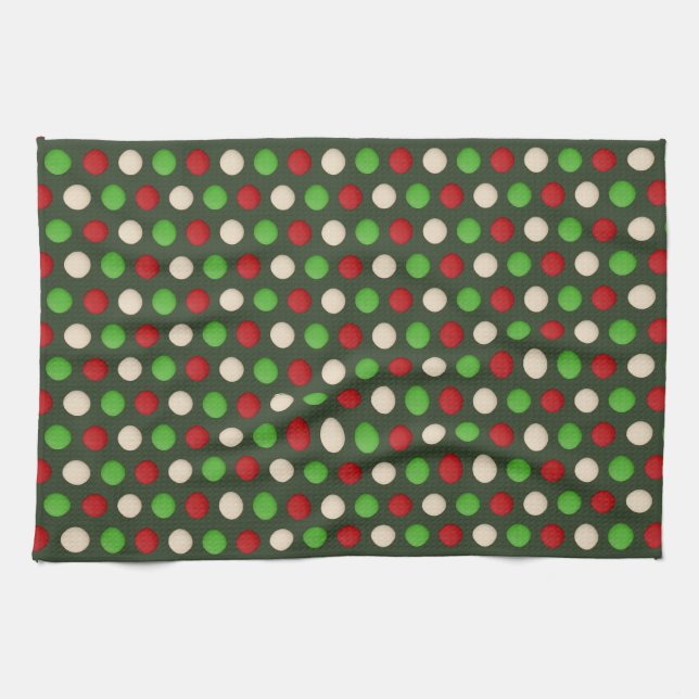 Linge De Cuisine Motif à pois rouge vert blanc (Horizontal)