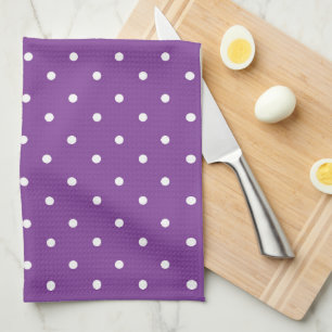 Linge De Cuisine Motif à pois violet uni sur fond