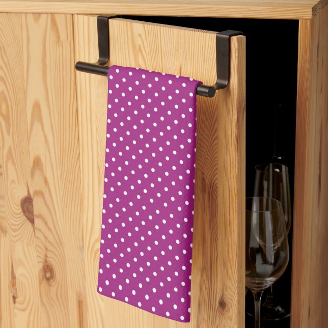 Linge De Cuisine Motif à pois violets (Pliage en tiers)