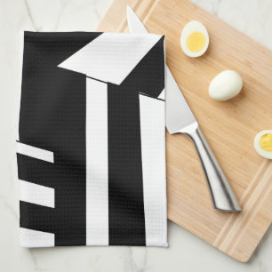 Linge De Cuisine Motif à rayures diagonales noir et blanc