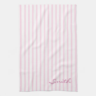 Linge De Cuisine Motif à rayures rose et blanc