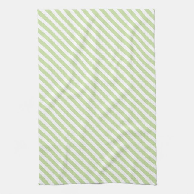 Linge De Cuisine Motif à rayures vert et blanc (Vertical)
