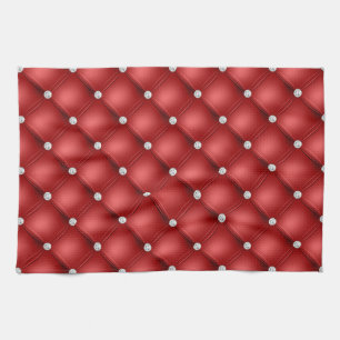 Linge De Cuisine Motif à touffes de diamant rouge de luxe