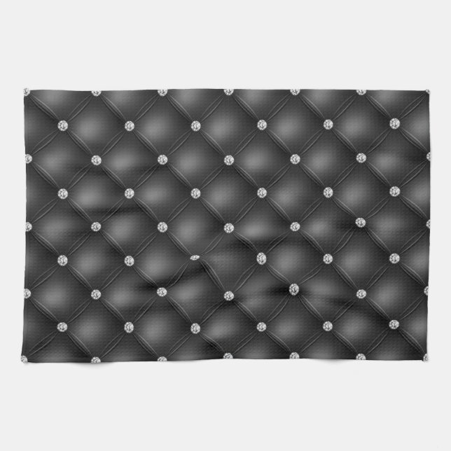 Linge De Cuisine Motif à tufté diamant noir de luxe (Horizontal)