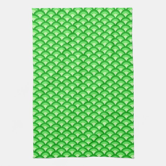 Linge De Cuisine Motif à vagues Art déco - vert jade (Vertical)