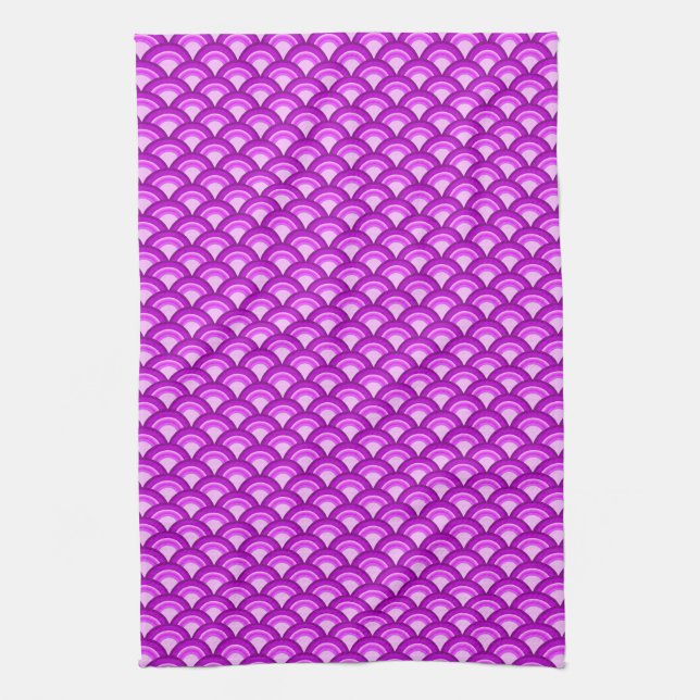 Linge De Cuisine Motif à vagues Art déco - violet et orchidée (Vertical)