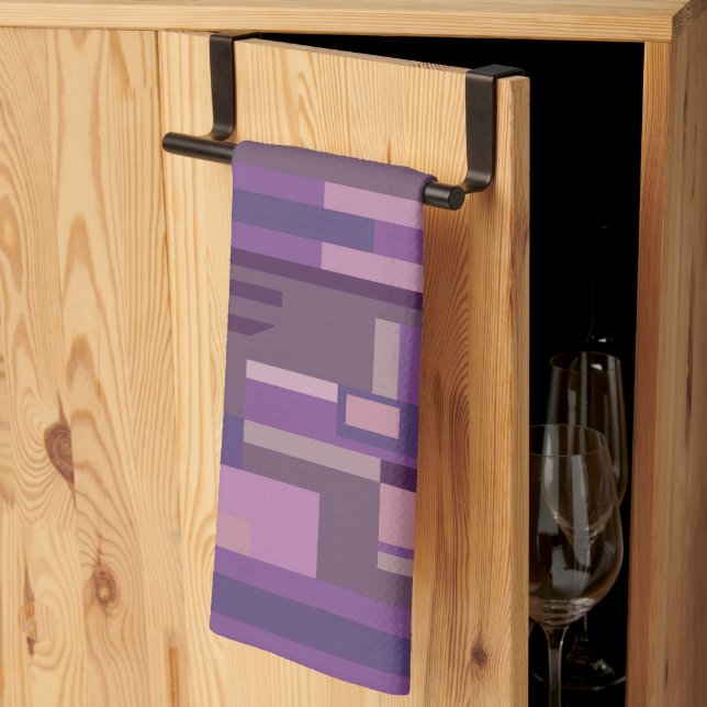 Linge De Cuisine Motif abstrait aux tons mauves (Pliage en tiers)