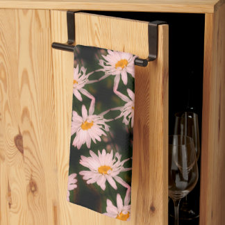 Linge De Cuisine Motif Abstrait blanc Fleur de marguerite