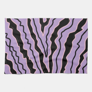 Linge De Cuisine Motif Abstrait Bohème Groovy Marbre Noir Violet