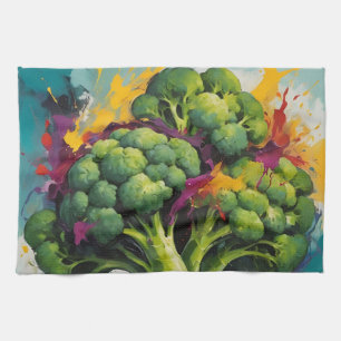 Linge De Cuisine Motif Abstrait Broccoli avec brosse en gras
