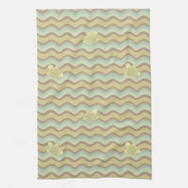 Linge De Cuisine motif abstrait coloré, vagues (Vertical)