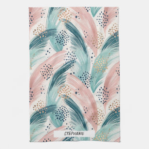 Linge De Cuisine Motif Abstrait de brosse et de point d'or