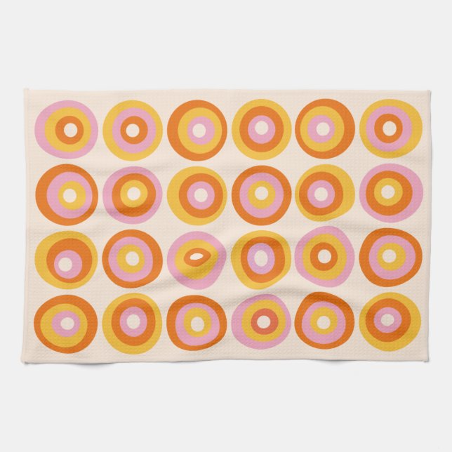 Linge De Cuisine Motif Abstrait de Cercles Orange du Milieu du Sièc (Horizontal)