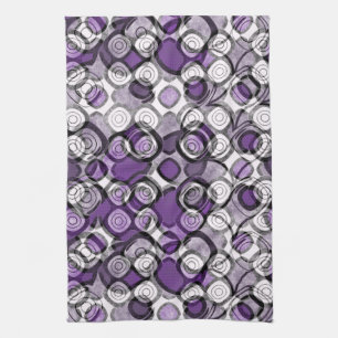 Linge De Cuisine Motif abstrait de cercles violets, gris et noirs