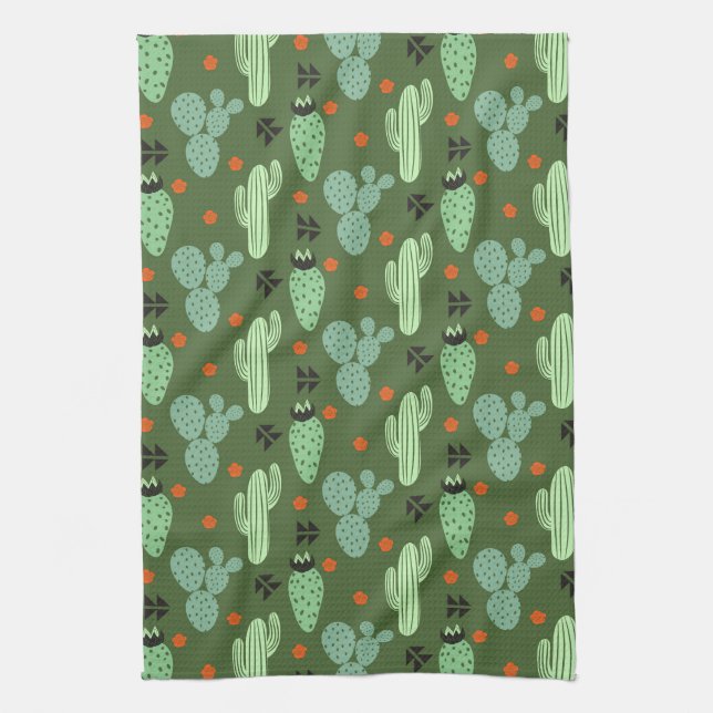 Linge De Cuisine Motif abstrait de désert de cactus de hippie (Vertical)