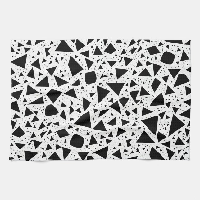 Linge De Cuisine Motif Abstrait de formes noir et blanc (Horizontal)