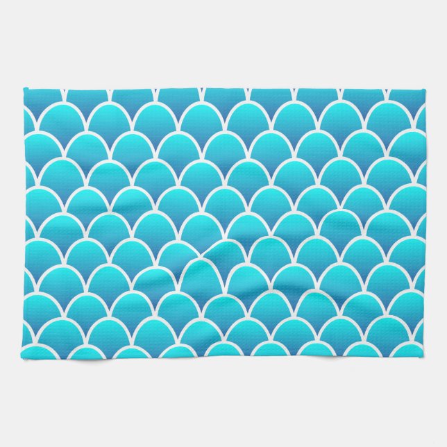 Linge De Cuisine Motif abstrait de peau d'animal bleu clair (Horizontal)