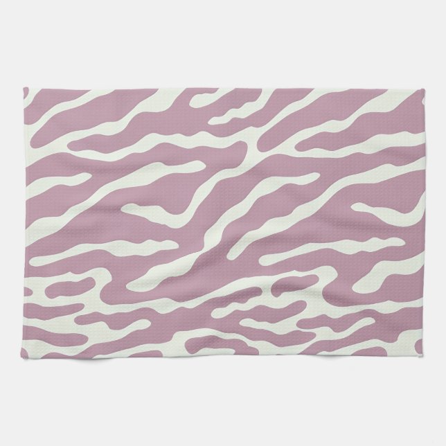 Linge De Cuisine Motif Abstrait Moderne de Lignes Ondulées Roses (Horizontal)