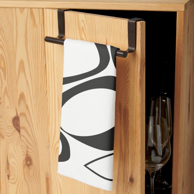 Linge De Cuisine Motif Abstrait Noir Blanc Moderne Élégant (Pliage en tiers)
