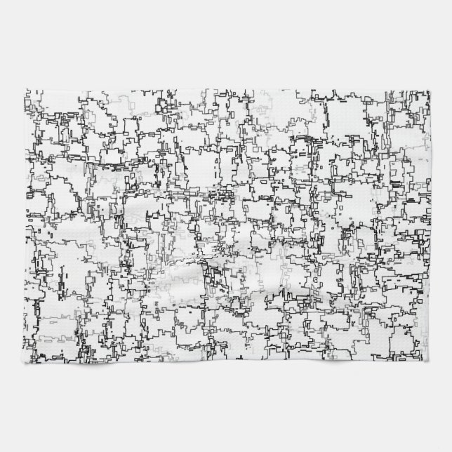 Linge De Cuisine Motif Abstrait noir et blanc (Horizontal)