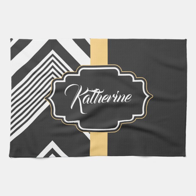 Linge De Cuisine Motif Abstrait noir et blanc (Horizontal)