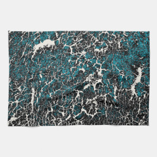Linge De Cuisine Motif Abstrait noir Turquoise bleu
