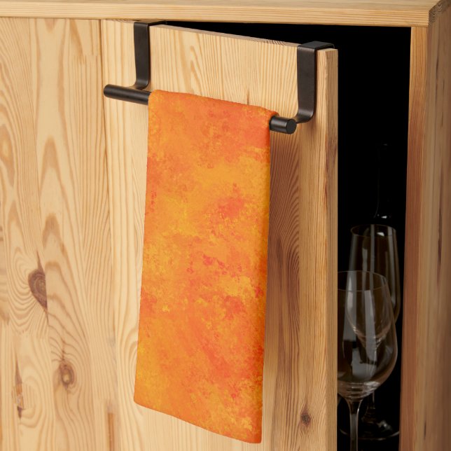 Linge De Cuisine Motif Abstrait Orange  (Pliage en tiers)