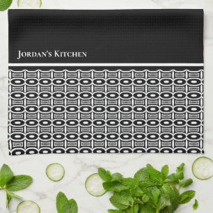 Linge De Cuisine Motif abstrait personnalisé noir et blanc