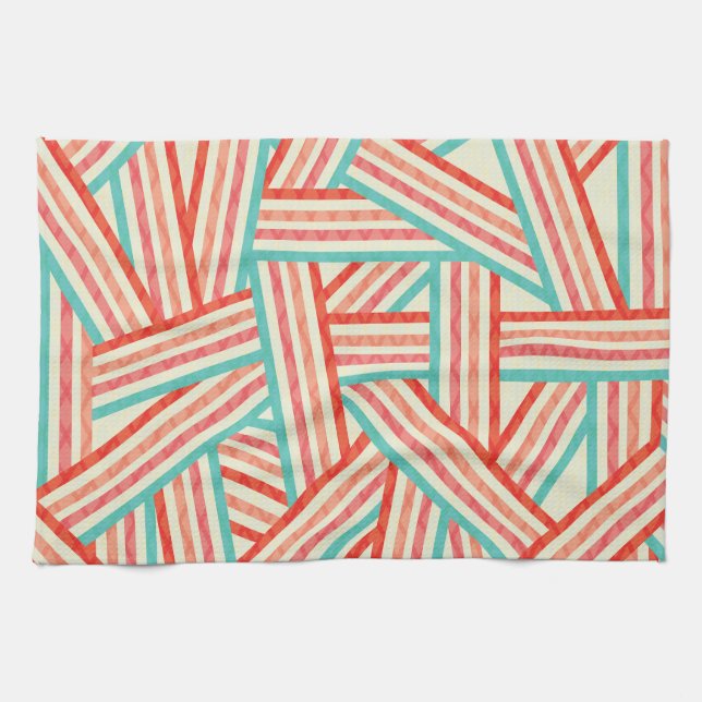 Linge De Cuisine Motif Abstrait rayé coloré (Horizontal)