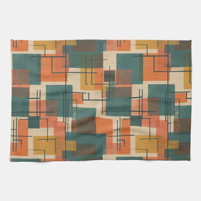 Linge De Cuisine Motif abstrait rétro moderne du milieu du siècle (Horizontal)