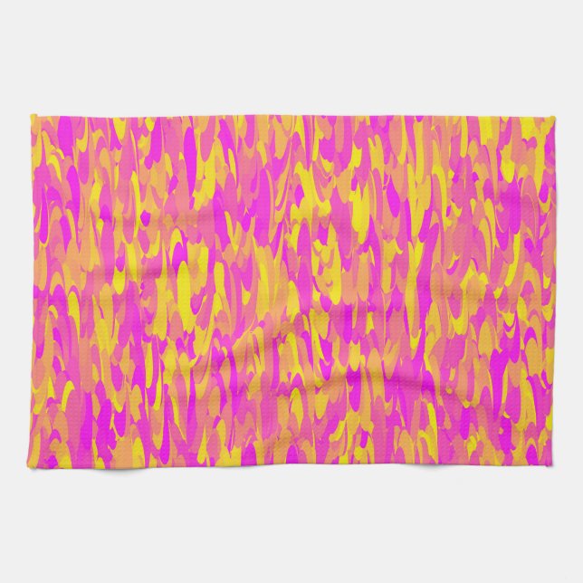 Linge De Cuisine Motif Abstrait rose jaune orange (Horizontal)